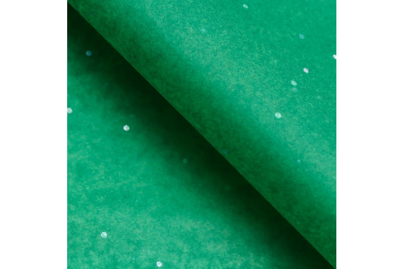 Бумага упаковочная тишью, "Конфетти", тёмно-зелёный, 50 х 66 см