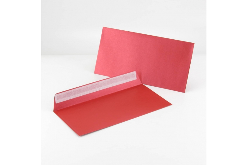 Конверт перламутровый дизайнерский BUKLET "Красный сатин" (11*22 см)