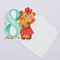 Открытка поздравительная «С 8 Марта!» девочка-медвежонок, тиснение, 8 × 9 см