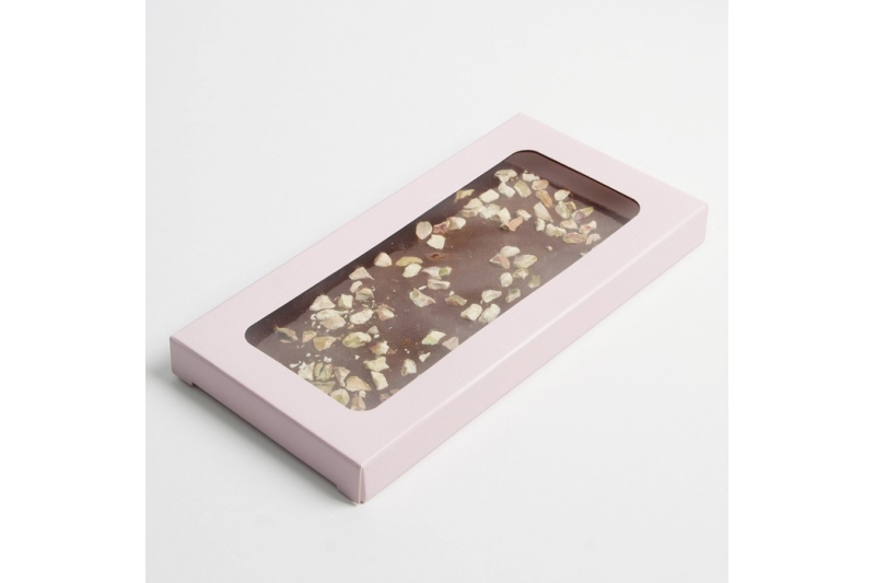 Коробка для шоколада «Розовая», с окном, 17,3 × 8,8 × 1,5 см